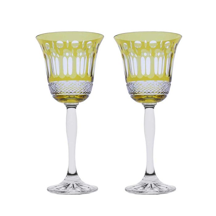 Royal Scot Crystal Belgravia 2 Gold Amber Large Crystal Wine Glasses, 210mm