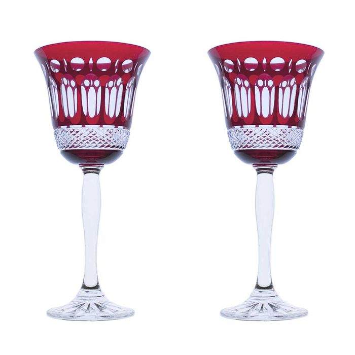 Royal Scot Crystal Belgravia 2 Ruby Red Large Crystal Wine Glasses, 210mm