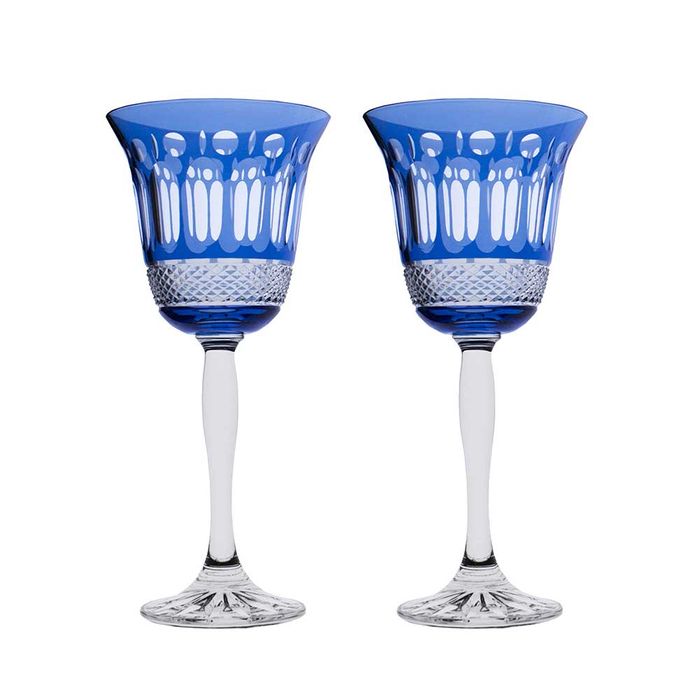 Royal Scot Crystal Belgravia 2 Sky Blue Large Crystal Wine Glasses, 210mm