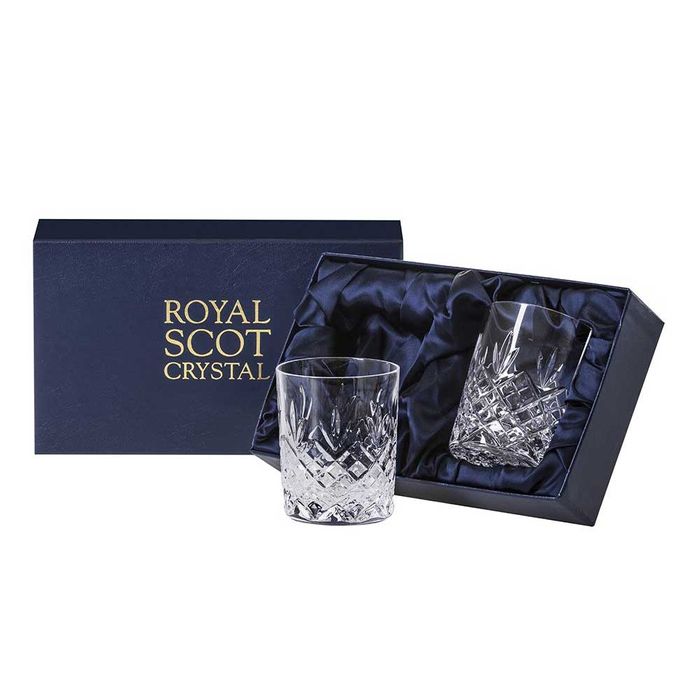 Royal Scot Crystal Edinburgh 2 Small Whisky Tumblers, 87mm