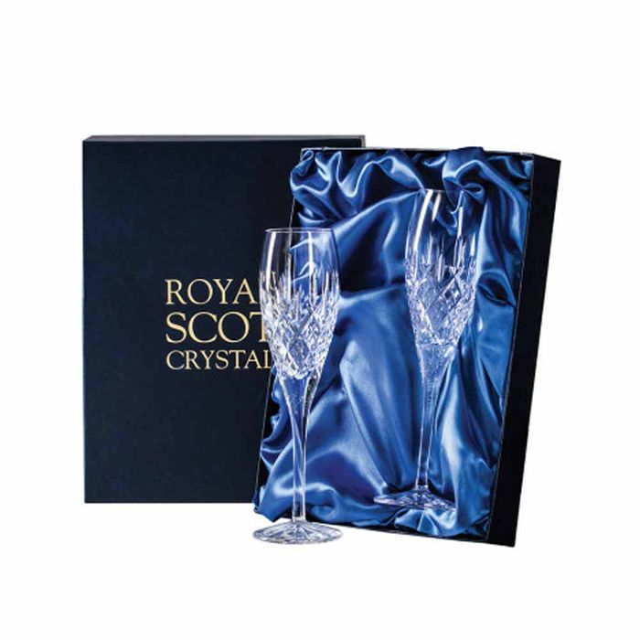 Royal Scot Crystal London 2 Crystal Champagne Flutes, 218mm