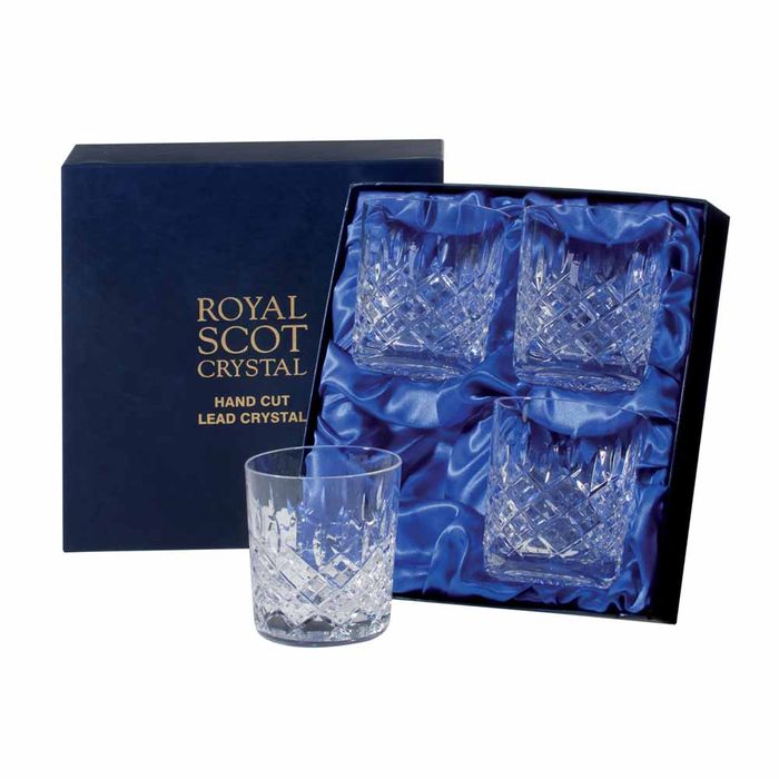 Royal Scot Crystal London 4 Large Crystal Tumblers, 95mm