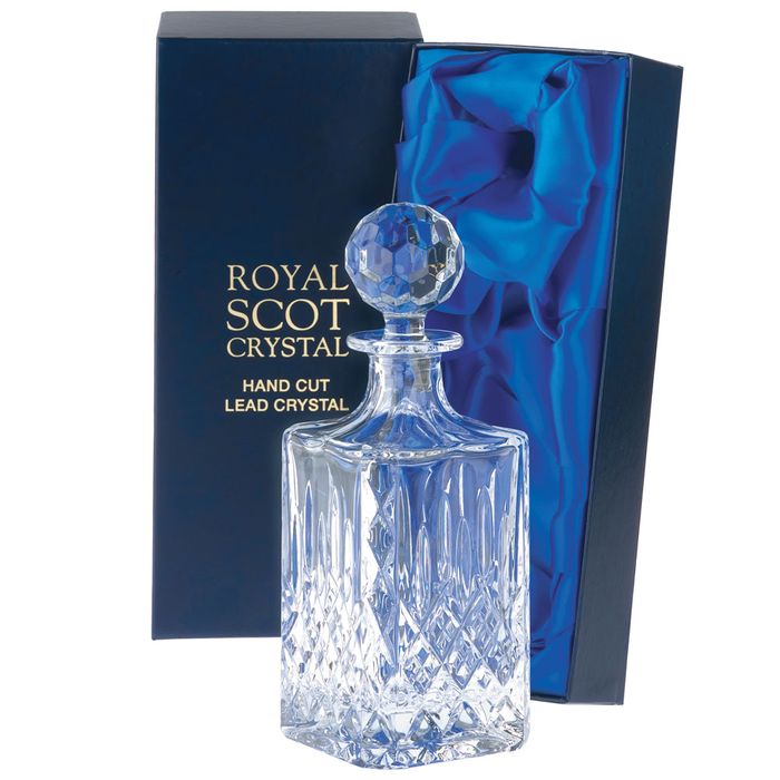Royal Scot Crystal London Square Crystal Square Spirit Decanter, 245mm