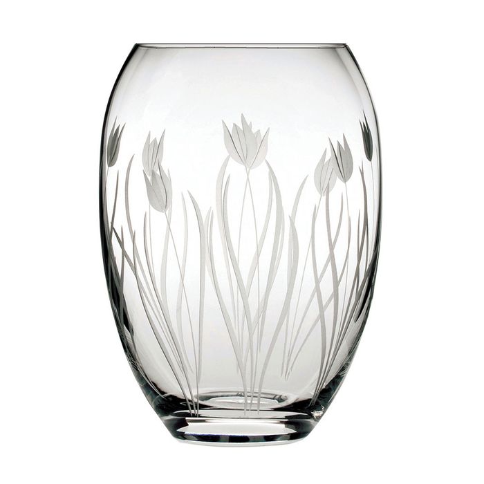 Royal Scot Crystal Wild Tulip Medium Barrel Vase, 180mm