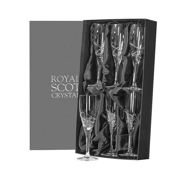 Royal Scot Crystal Skye 6 Champagne Flutes