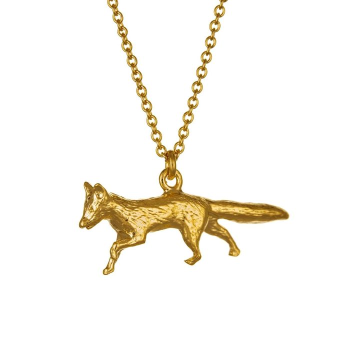 Alex Monroe Prowling Fox Necklace, Gold Plated