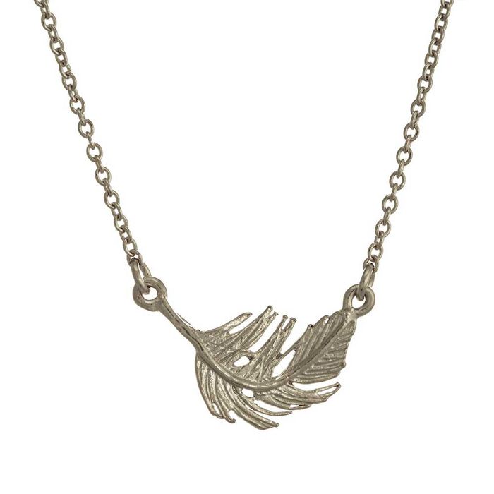 Alex Monroe Little Feather Inline Necklace, Silver